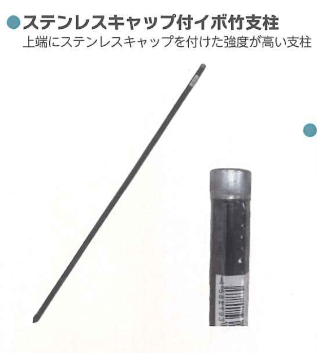 ステンレスキャップ付イボ竹支柱 園芸支柱 25セット 25 x 1800mm