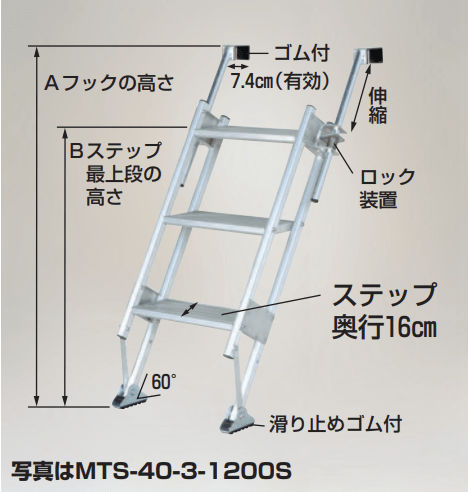 マルチステッパ 多目的階段（ステップ奥行16㎝）・フック幅7.4㎝タイプ